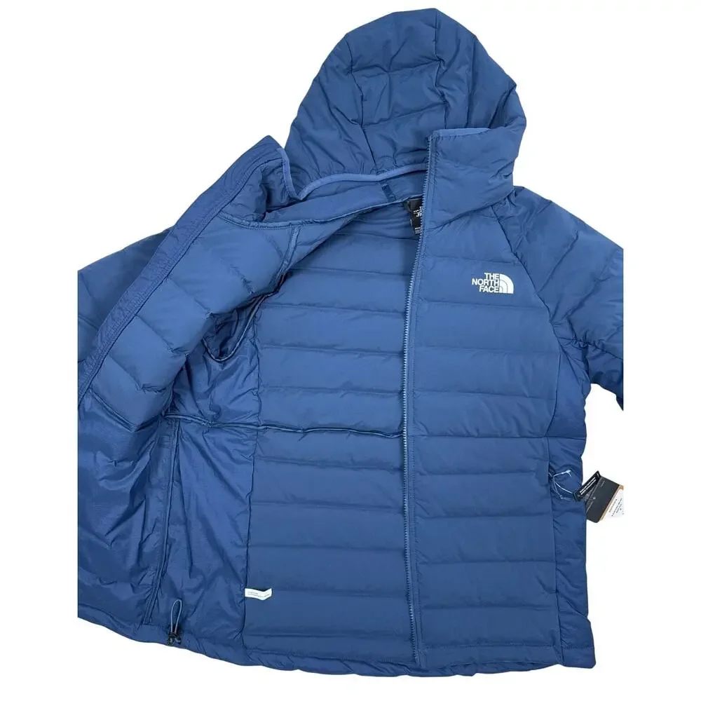 The North Face Puffer Jacket Belleview Down Mens Medium Blue‎ Hoodie Stretch